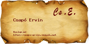 Csapó Ervin névjegykártya